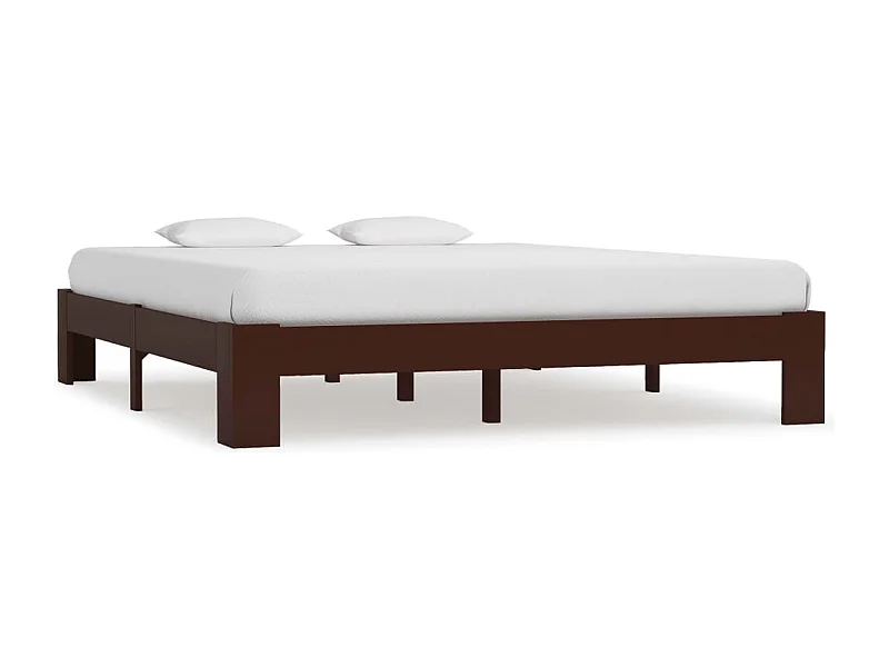 Estrutura de cama 160x200 cm pinho maciço castanho-escuro