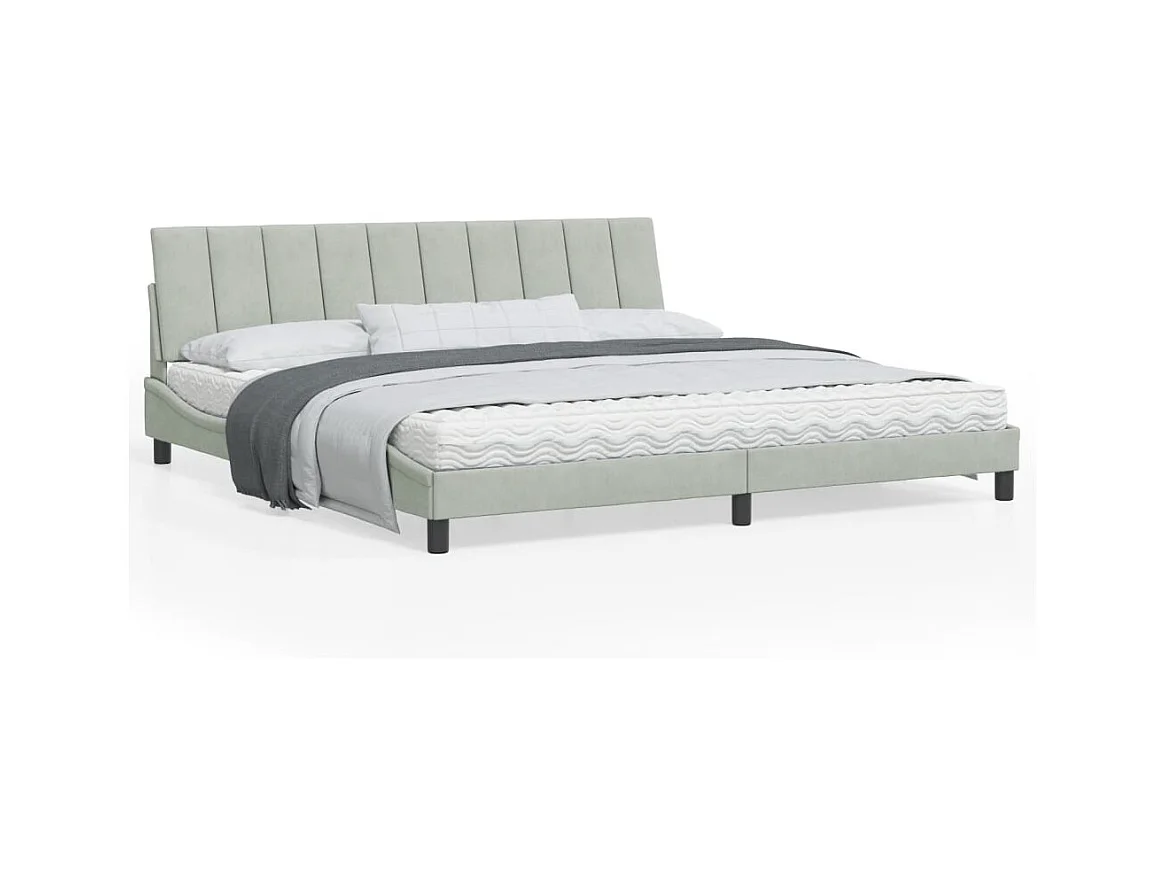 Bedframe zonder matras "Hanko" 200x200 cm fluweel lichtgrijs