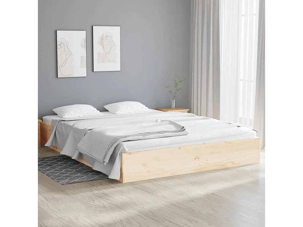 Estructura de cama de madera maciza 140x190 cm
