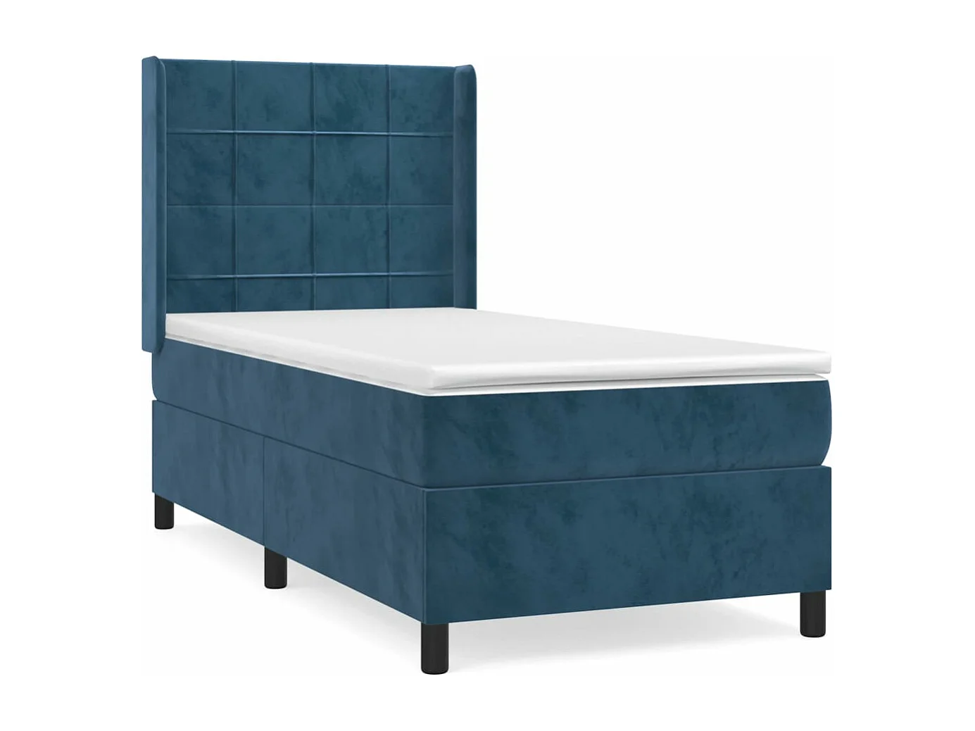 Lit à sommier tapissier et matelas Bleu foncé 80x200 cm Velours