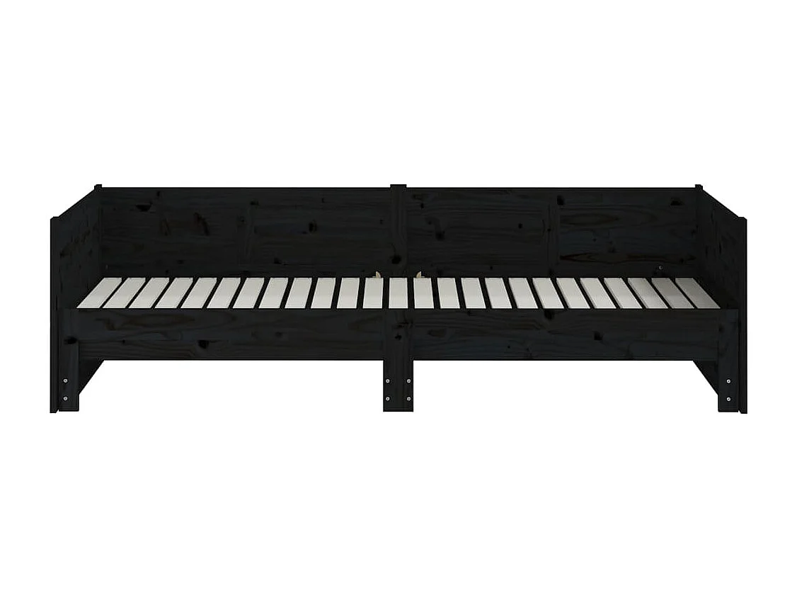 Lit coulissant Noir Bois de pin solide 2x(90x190) cm