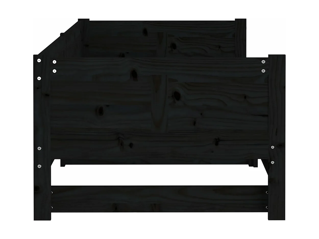 Lit coulissant Noir Bois de pin solide 2x(90x190) cm