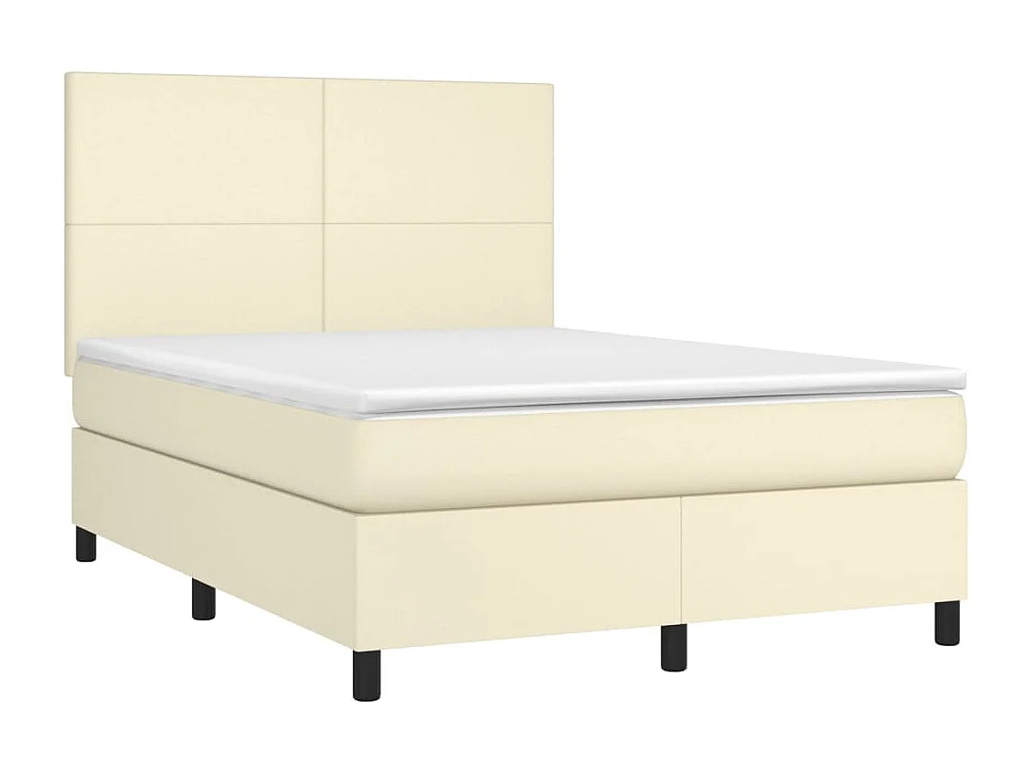 Lit à sommier tapissier avec matelas Crème 140x200cm Similicuir