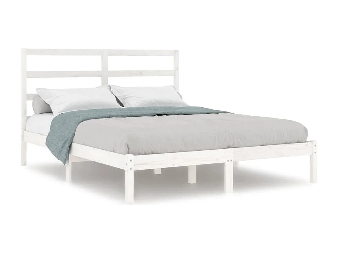 Estrutura de cama dupla pequena 120x190cm madeira maciço branco