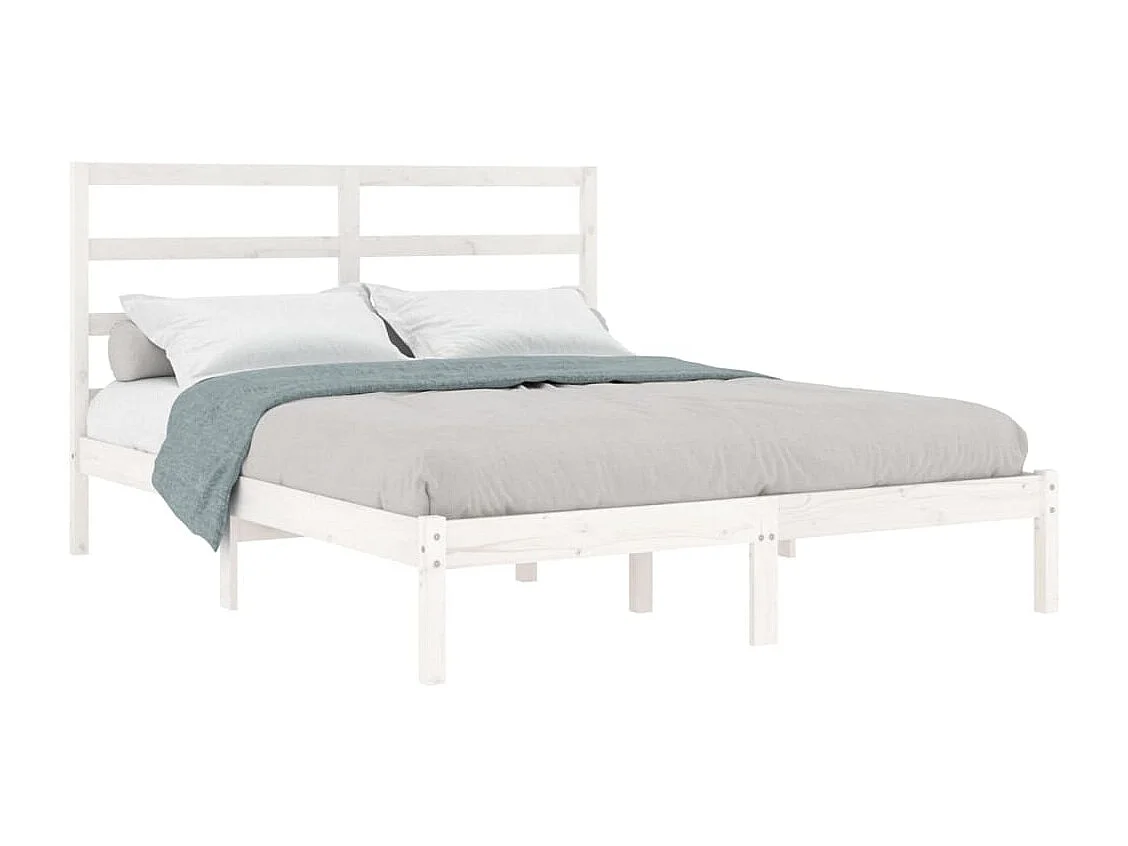 Estrutura de cama dupla pequena 120x190cm madeira maciço branco