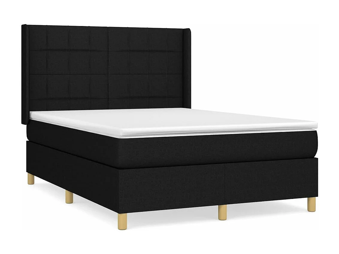 Cama box spring con colchón tela negro 140x190 cm