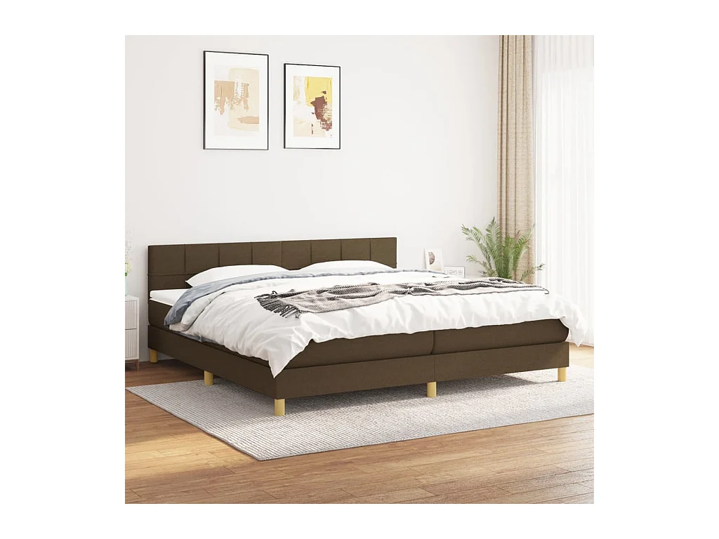 Lit à sommier tapissier avec matelas Marron foncé 200x200 cm