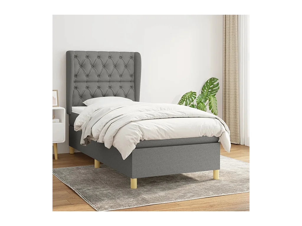 Cama com molas/colchão 80x200 cm tecido cinzento-escuro