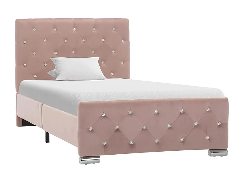 Estructura de cama de terciopelo rosa 90x200 cm