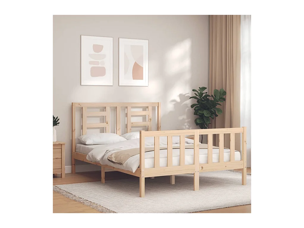 Estructura de cama con cabecero madera maciza 120x200 cm