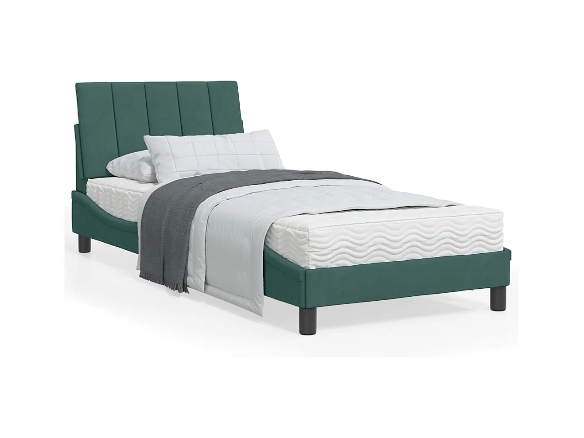 Bedframe met LED zonder matras "Hanko"  fluweel donkergroen 80x200 cm