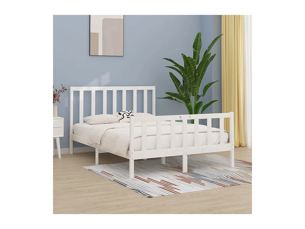 Bedframe massief hout wit 140x190 cm