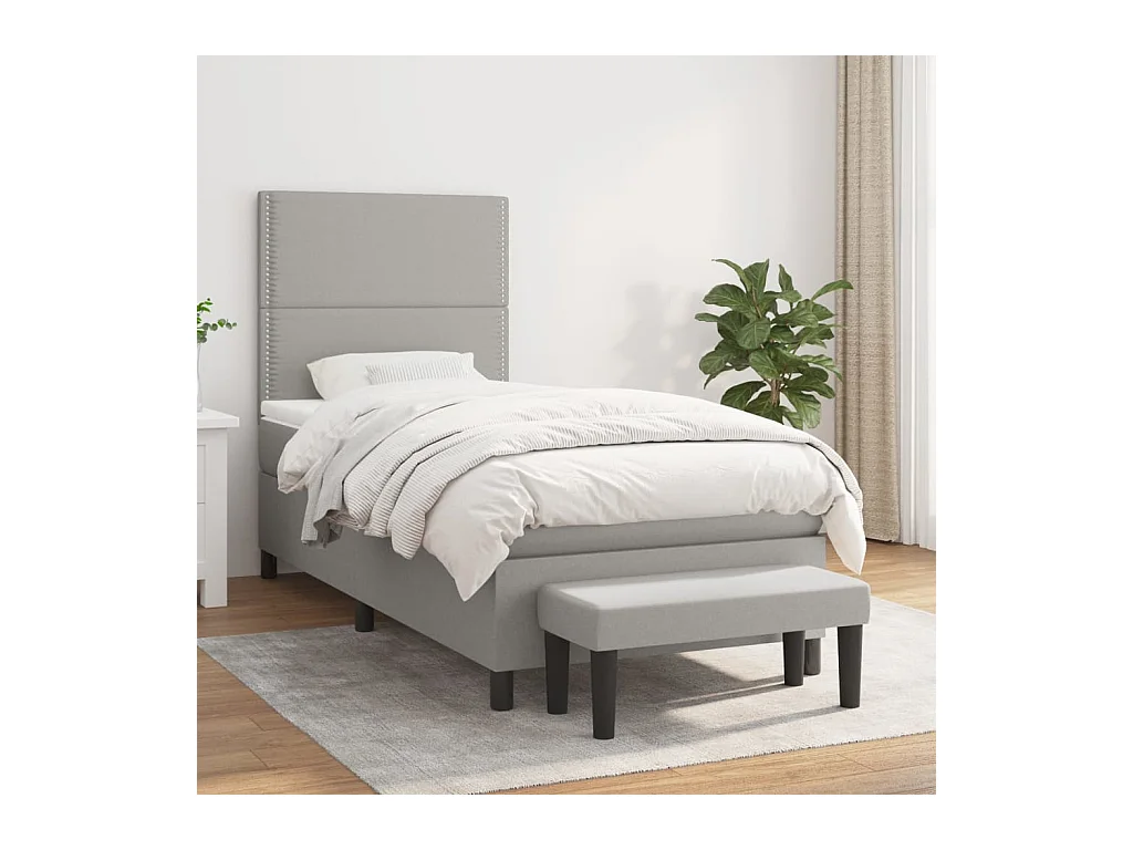Boxspring met matras stof lichtgrijs 100x200 cm