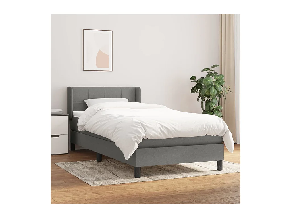 Cama com molas/colchão 100x200 cm tecido cinza-escuro