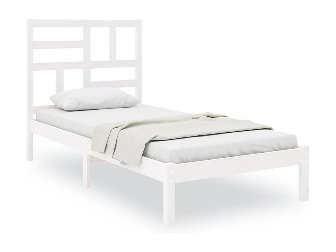 Estrutura cama de solteiro 90x190 cm madeira maciça branco