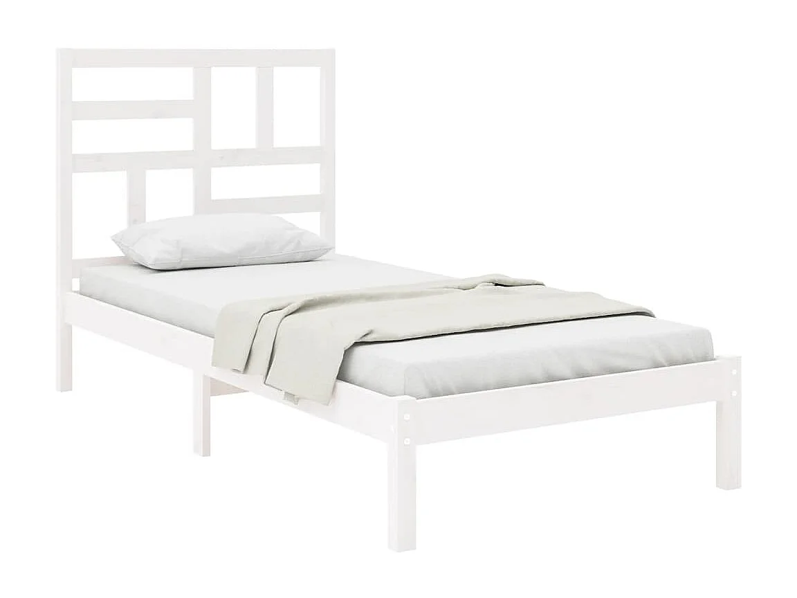 Estrutura cama de solteiro 90x190 cm madeira maciça branco