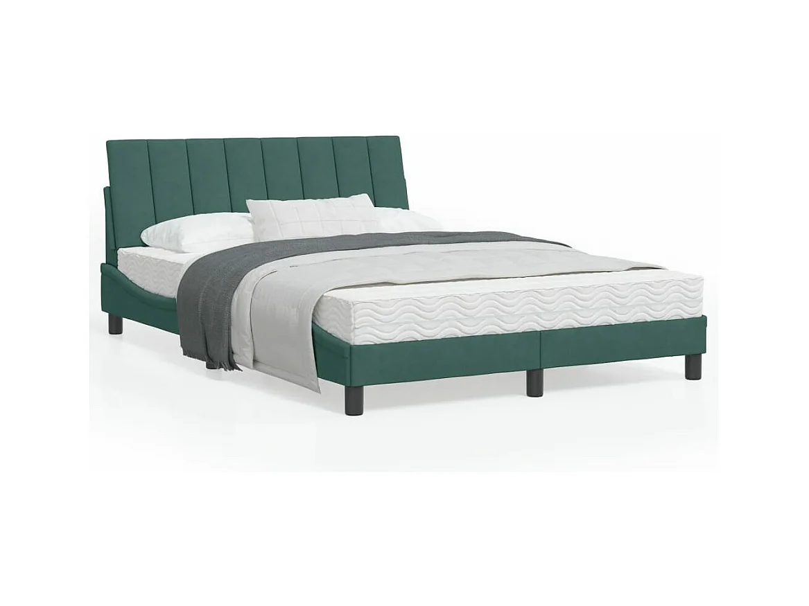 Bedframe met LED zonder matras "Hanko"  fluweel donkergroen 120x200 cm