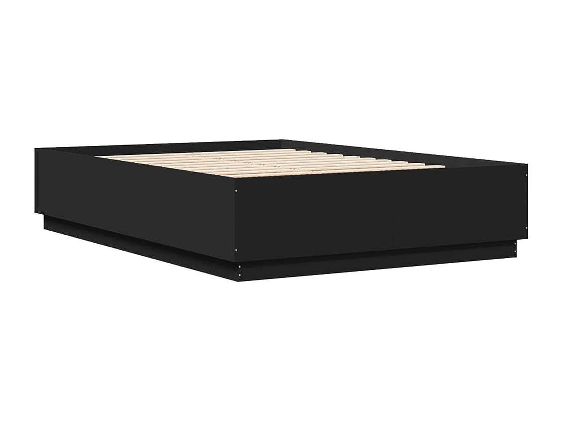 Cadre de lit avec lumières LED noir 160x200cm bois d'ingénierie