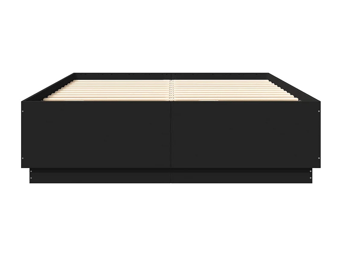 Cadre de lit avec lumières LED noir 160x200cm bois d'ingénierie