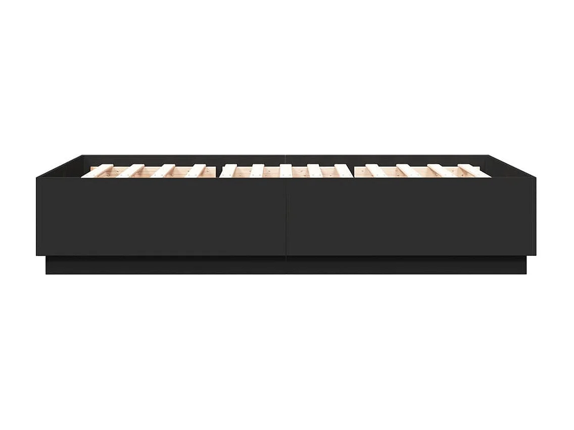 Cadre de lit avec lumières LED noir 160x200cm bois d'ingénierie