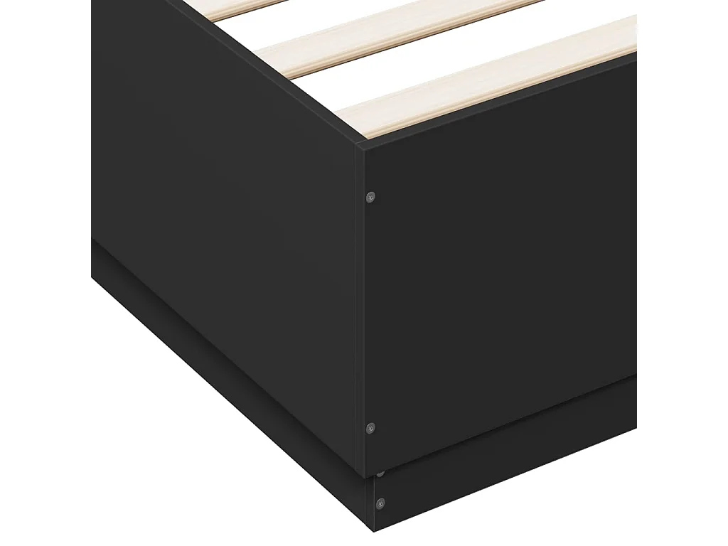 Cadre de lit avec lumières LED noir 160x200cm bois d'ingénierie
