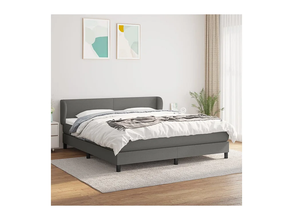 Lit à sommier tapissier avec matelas Gris foncé 160x200cm Tissu