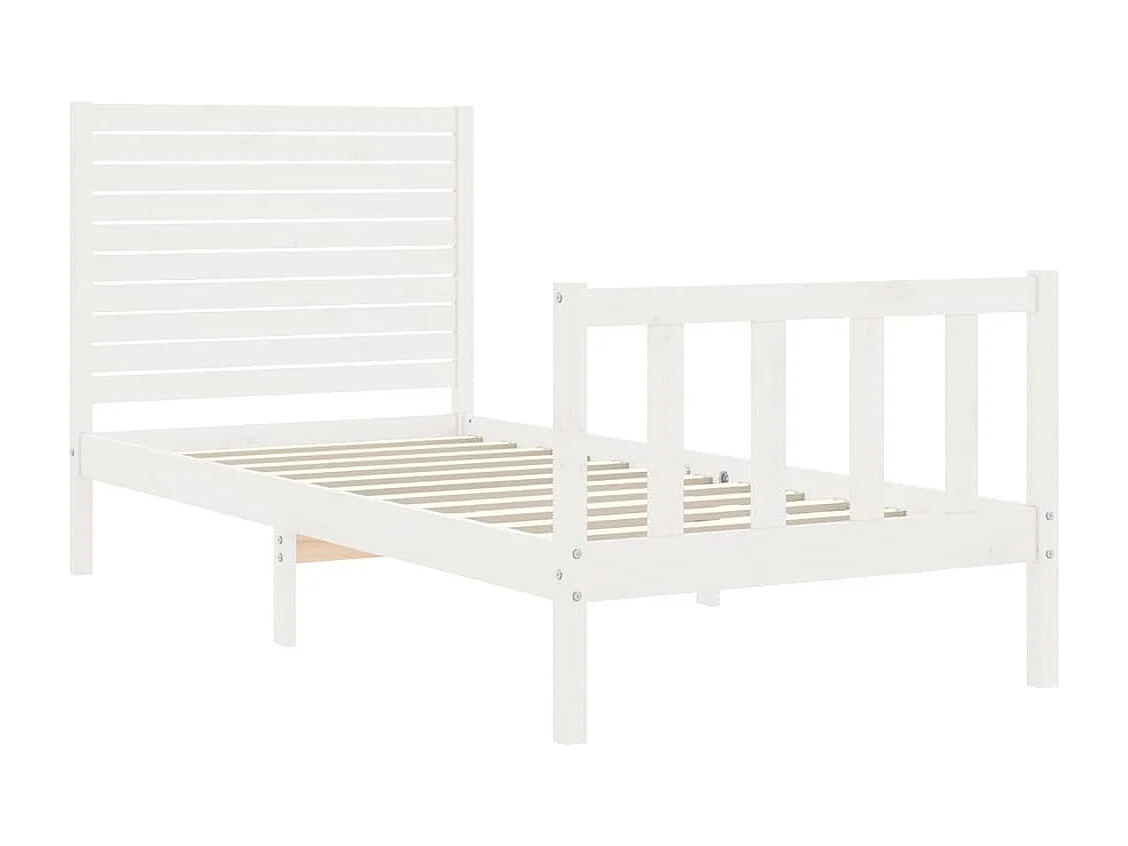 Estrutura cama de solteiro c/ cabeceira madeira maciça branco
