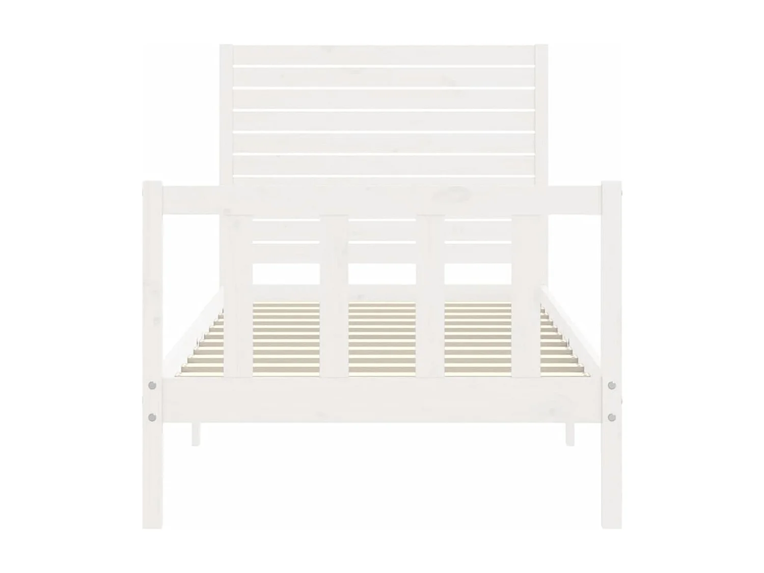 Estrutura cama de solteiro c/ cabeceira madeira maciça branco