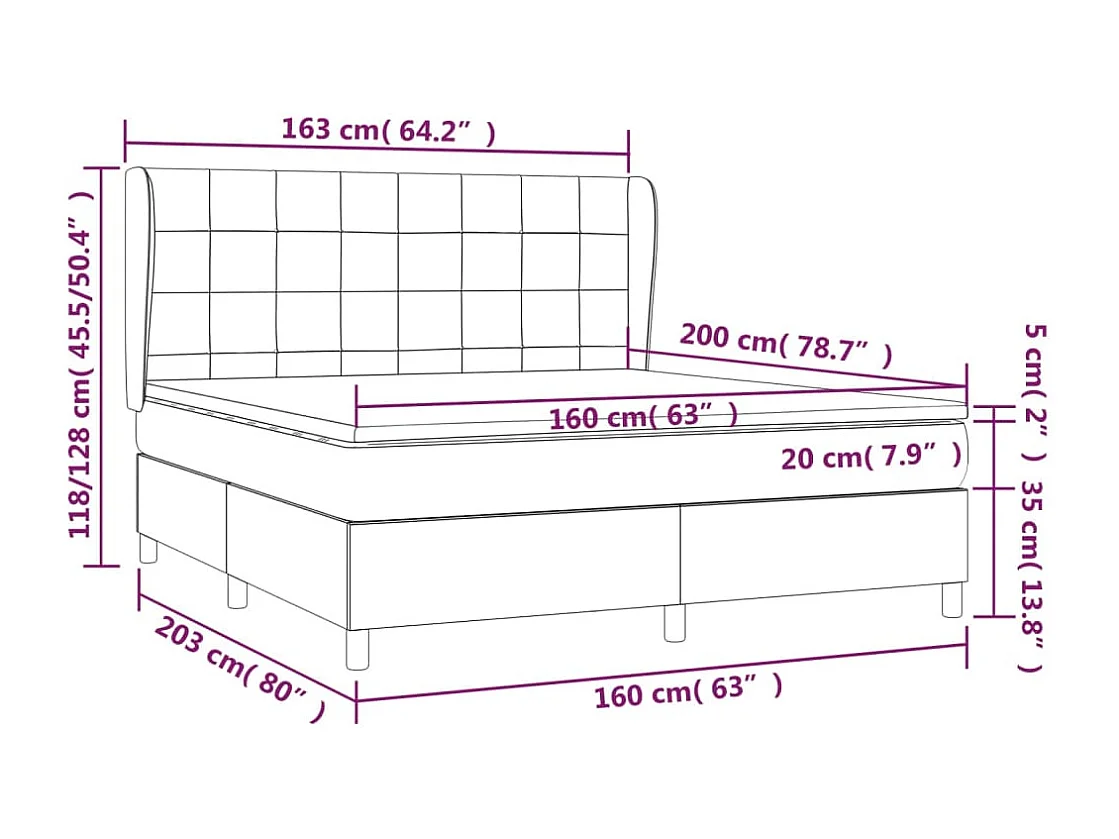 Lit à sommier tapissier avec matelas Noir 160x200 cm Tissu