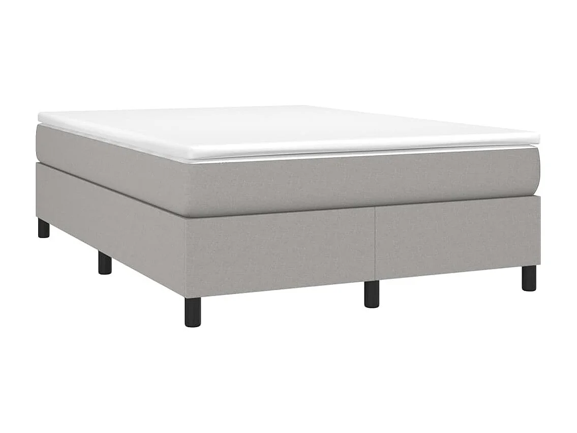 Cama box spring con colchón tela gris claro 140x190 cm