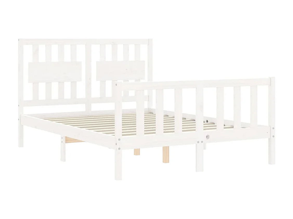 Estructura cama de matrimonio con cabecero madera maciza blanco