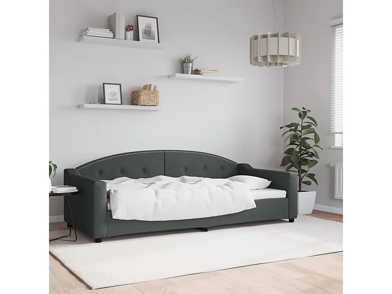 Sofá cama tela gris oscuro 90x200 cm