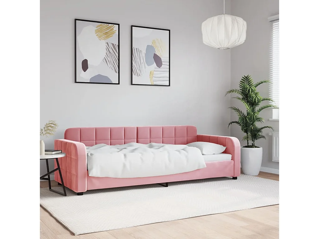 Sofá cama terciopelo rosa 80x200 cm