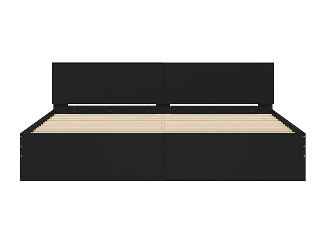 Estrutura cama c/ cabeceira e luzes LED 180x200 cm preto