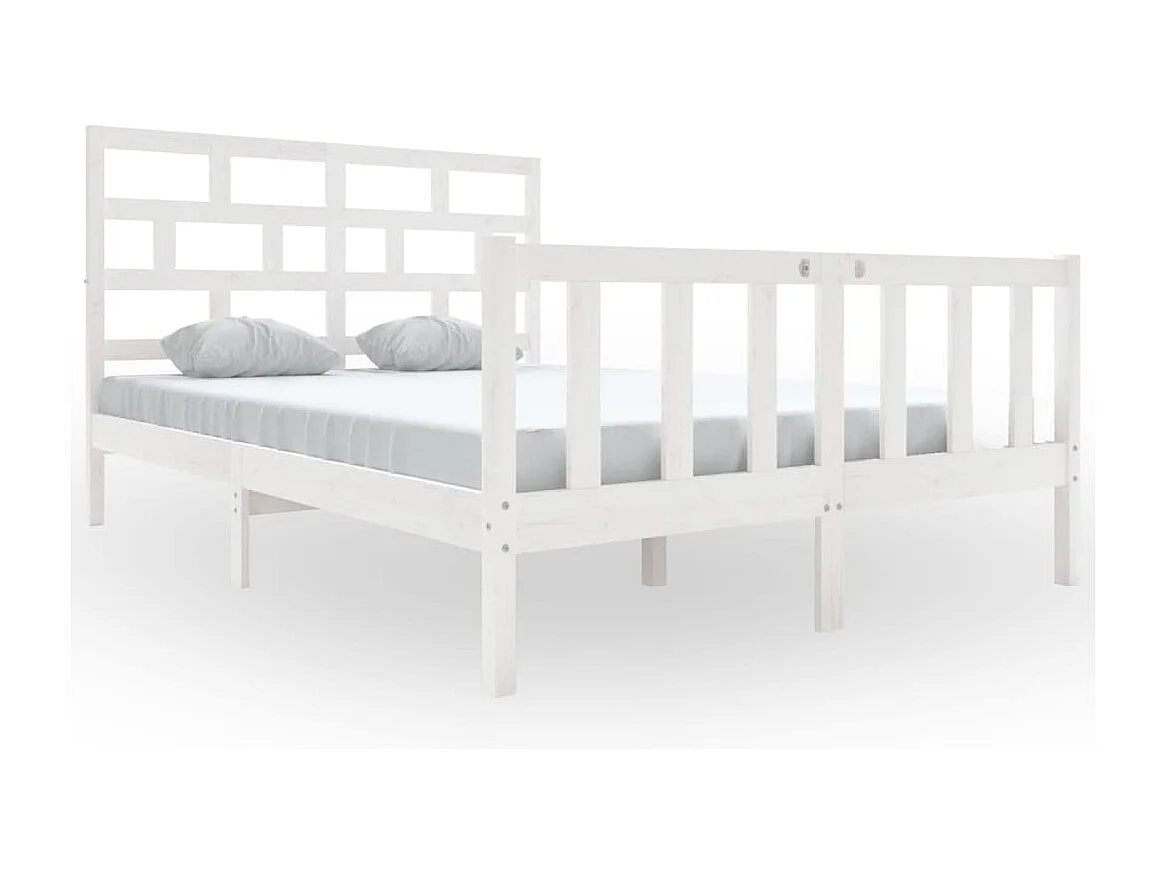 Estrutura de cama 140x200 cm madeira de pinho maciça branco