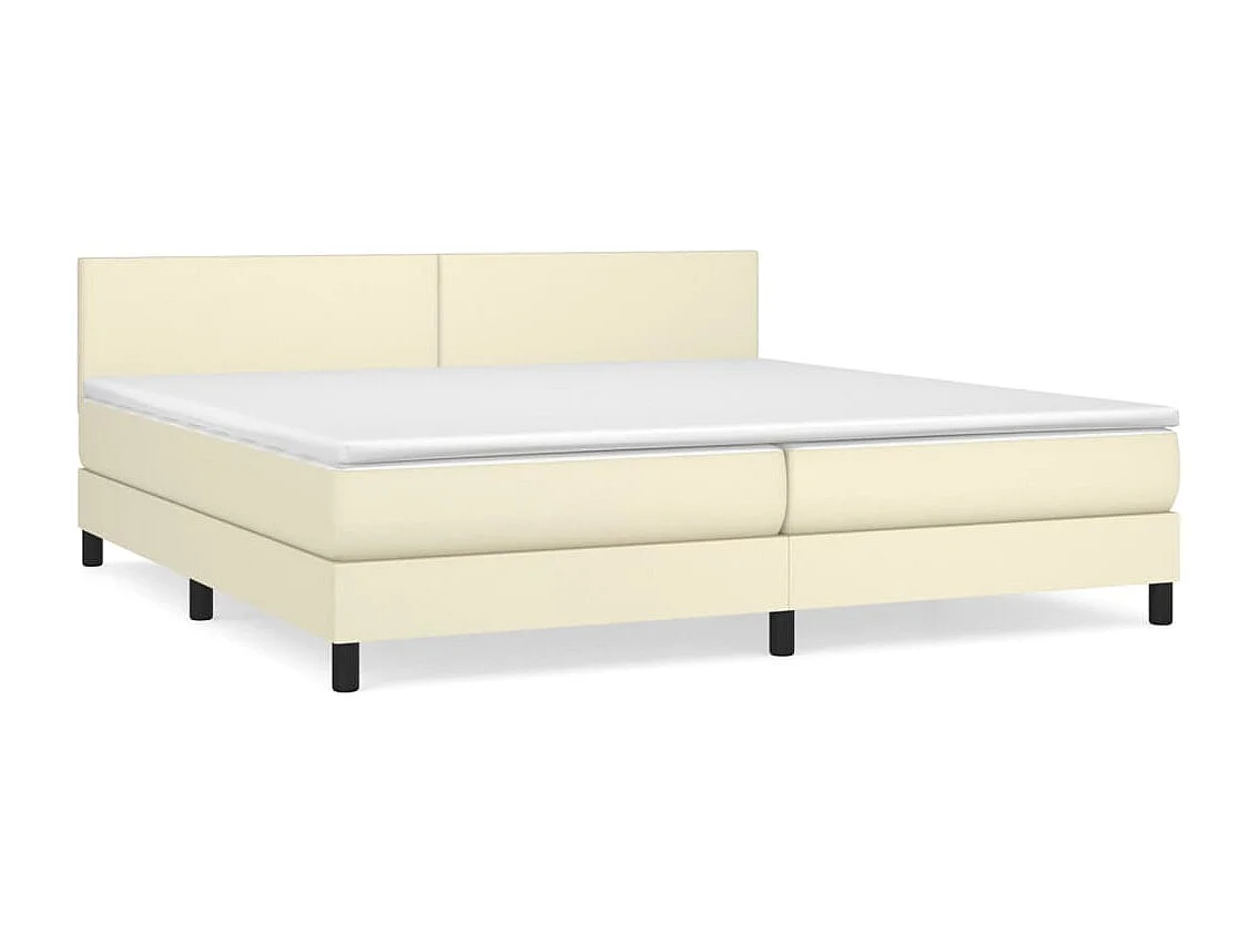 Lit à sommier tapissier avec matelas Crème 200x200cm Similicuir