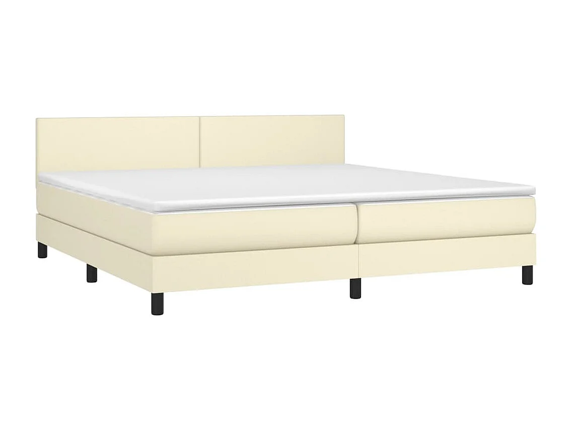 Lit à sommier tapissier avec matelas Crème 200x200cm Similicuir