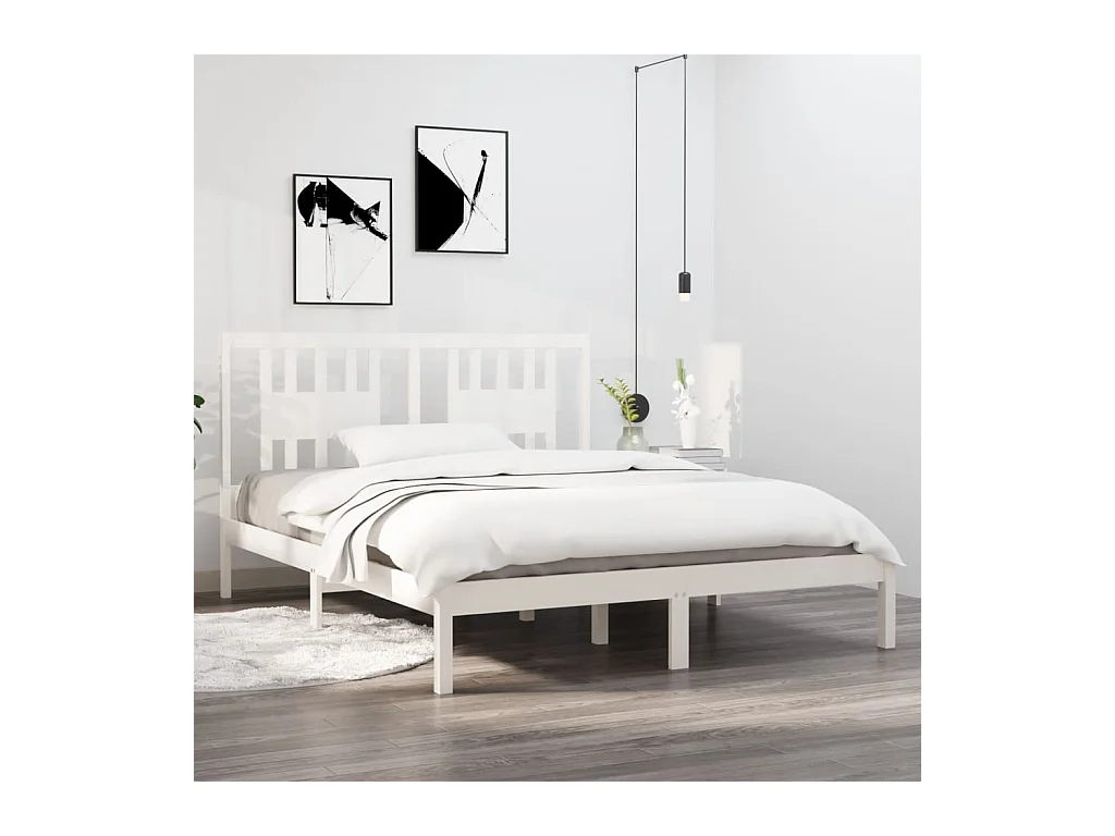 Estrutura de cama 140x200 cm madeira de pinho maciça branco