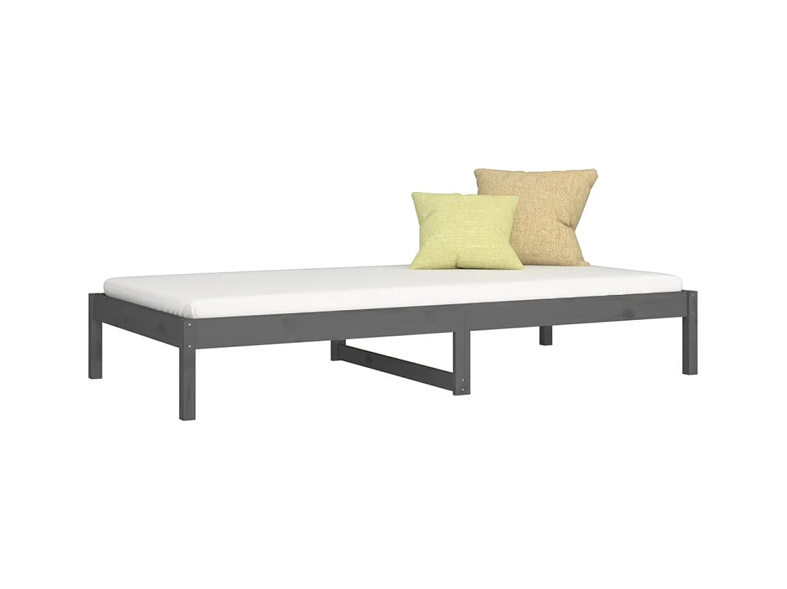 Sofá cama de madera maciza de pino gris 90x190 cm