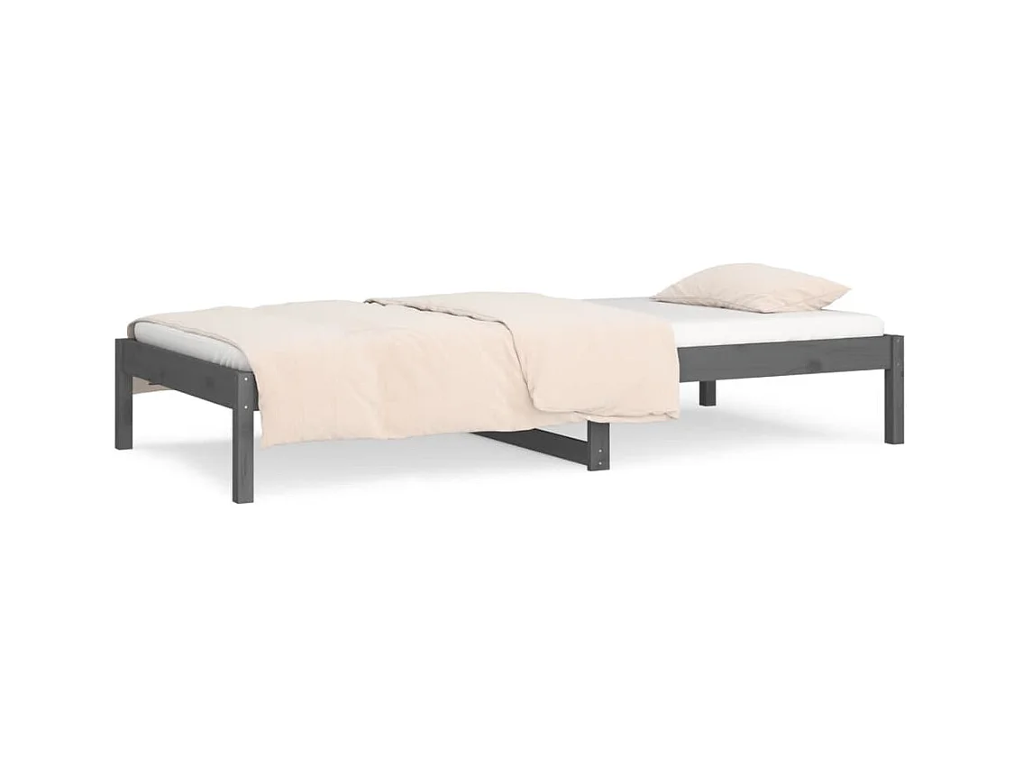 Sofá cama de madera maciza de pino gris 90x190 cm