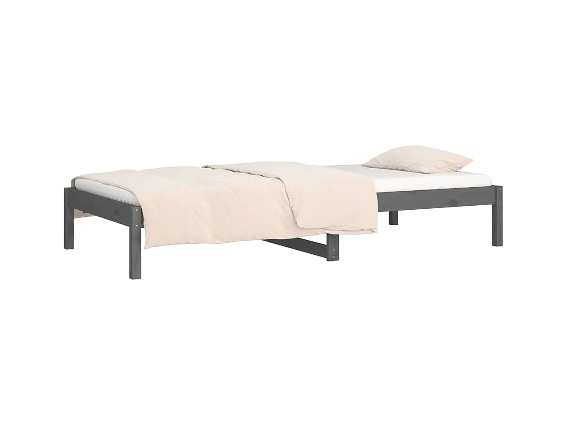Sofá cama de madera maciza de pino gris 90x190 cm