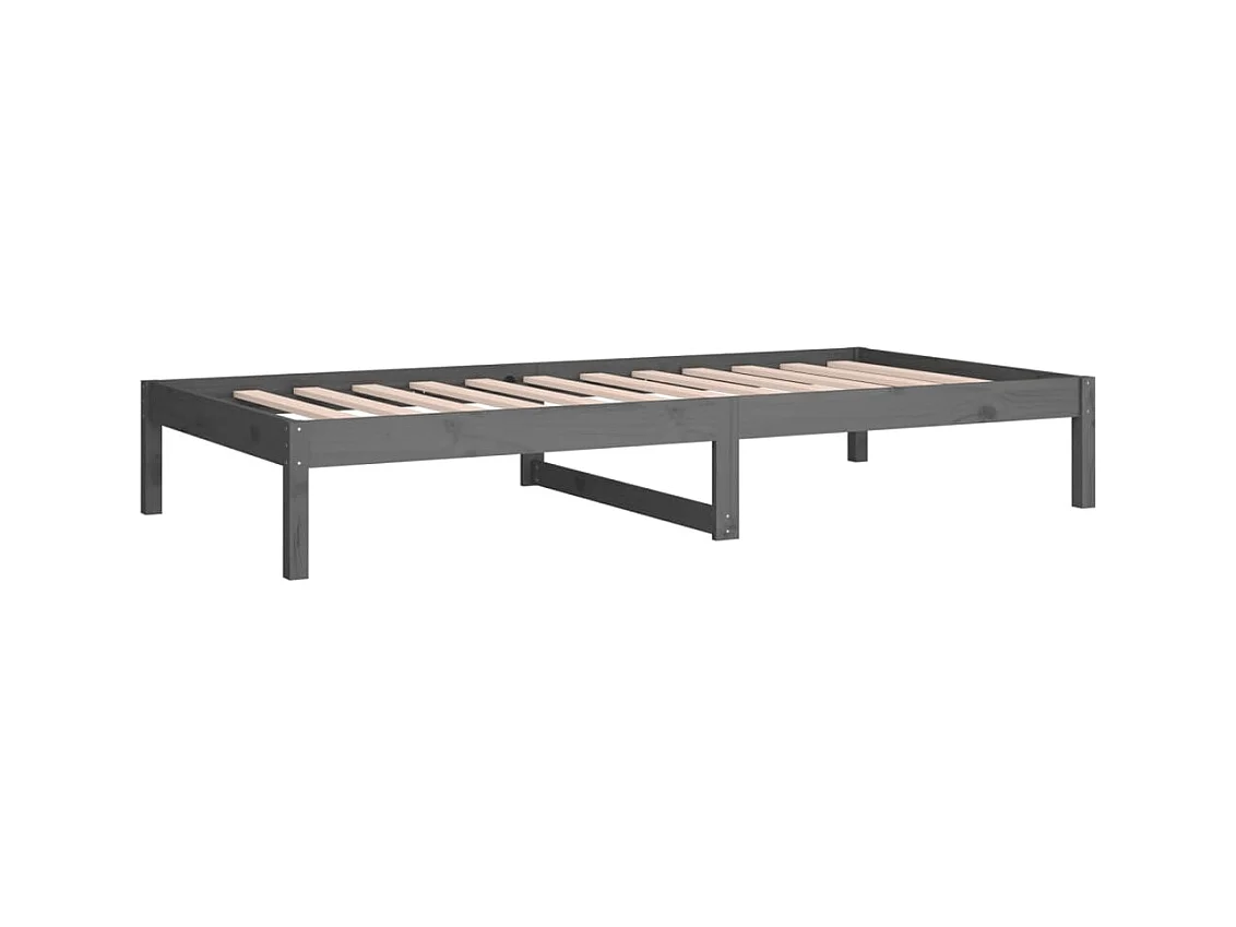 Sofá cama de madera maciza de pino gris 90x190 cm