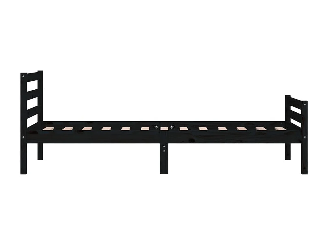 Estructura de cama individual madera maciza negra 75x190 cm