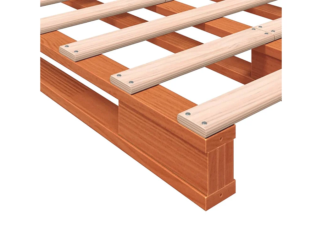 Lit de palette cire marron 140x200 cm bois de pin massif