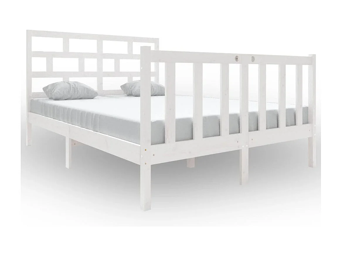 Estrutura de cama 140x190 cm madeira de pinho maciça branco