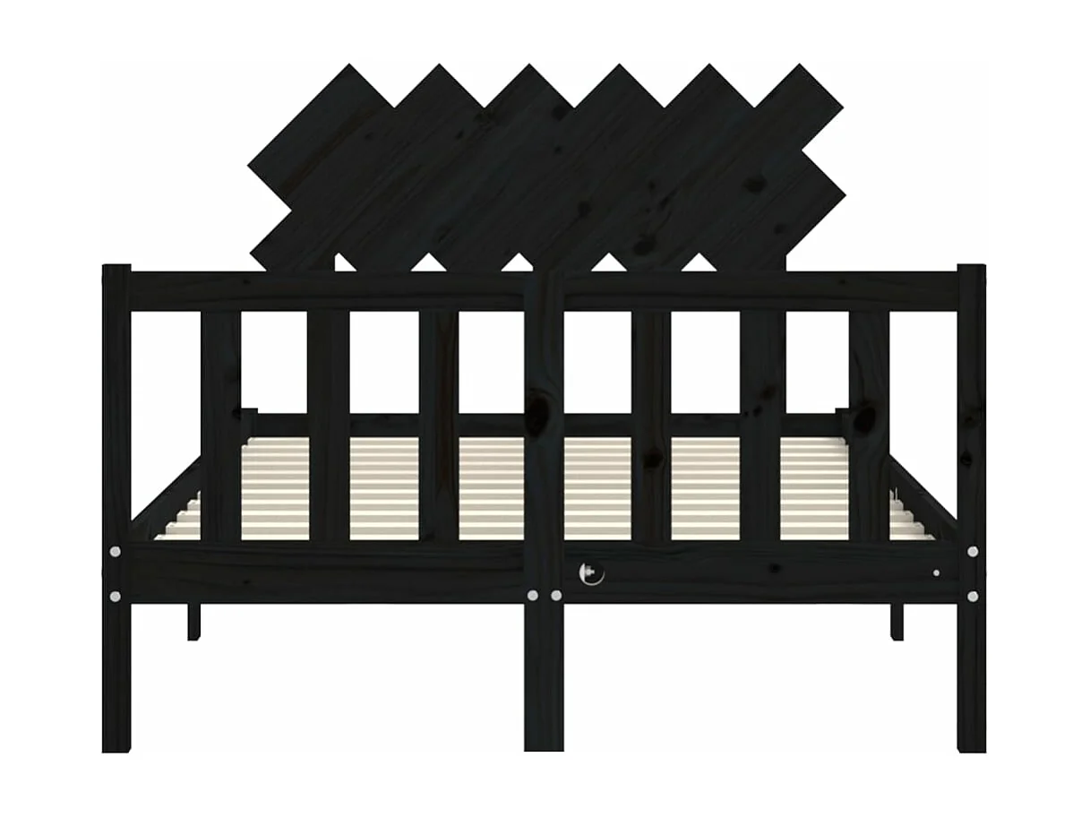 Estrutura de cama de casal com cabeceira madeira maciça preto