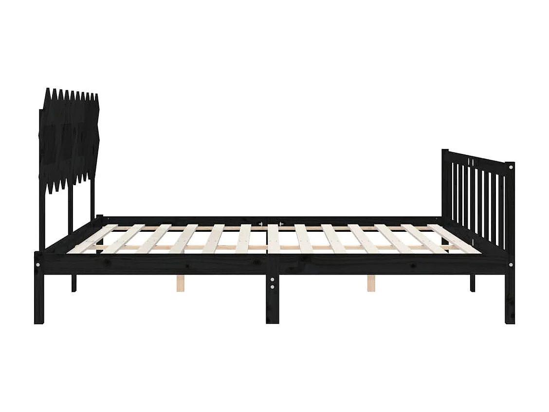 Estrutura de cama de casal com cabeceira madeira maciça preto
