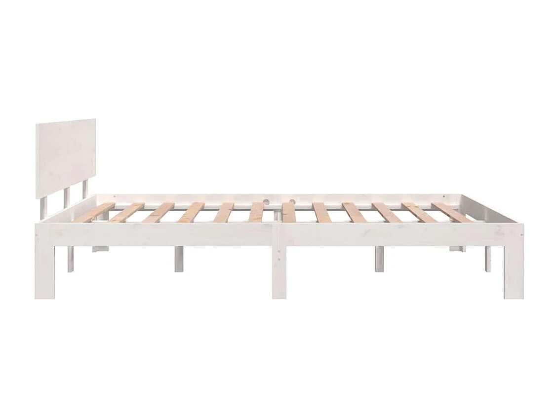 Estructura de cama de madera maciza de pino blanco 140x190 cm