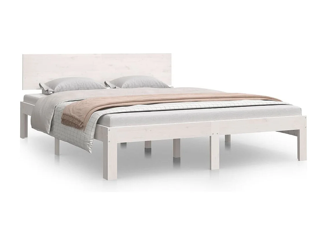 Estrutura de cama 140x190 cm pinho maciço branco