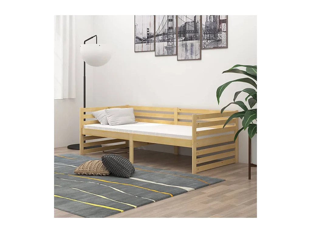 Sofá-cama 90x200 cm madeira de pinho maciça
